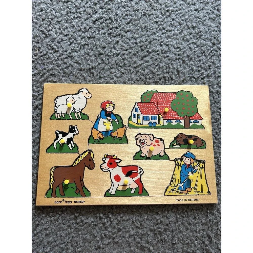 Acre Toy Vintage Wooden Puzzle Made in Holland Farm